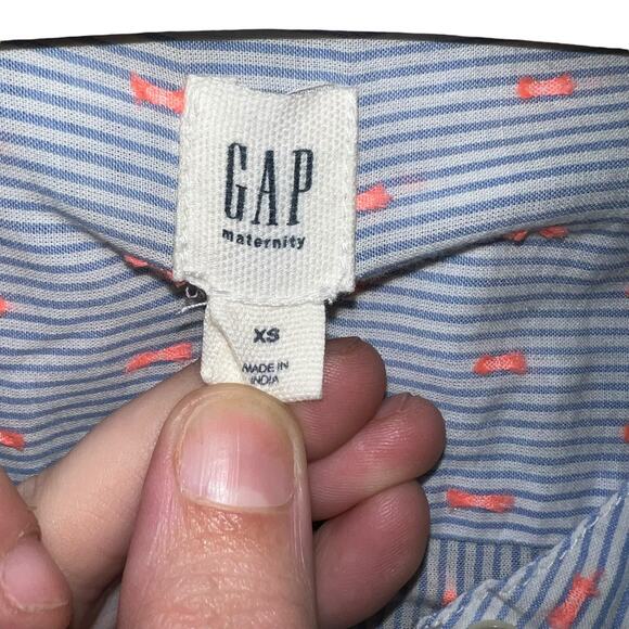 GAP Maternity Blue Striped Coral Dot Henley Top Size XS - Picture 7 of 7